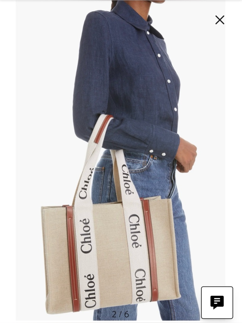 Authentic Chloé Woody Medium Logo Tote – White/Brown